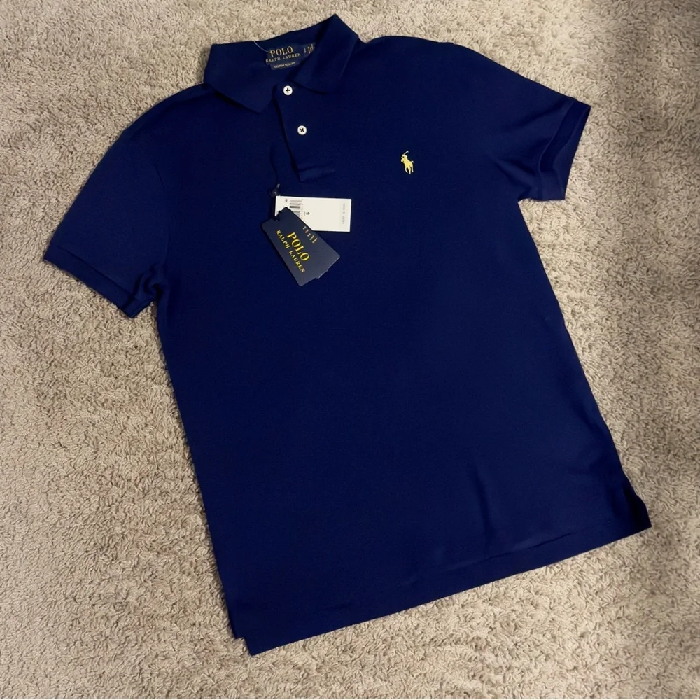 Authentic Ralph Lauren Short Sleeve Slim Fit Polo Core Replen Blue Men's Small